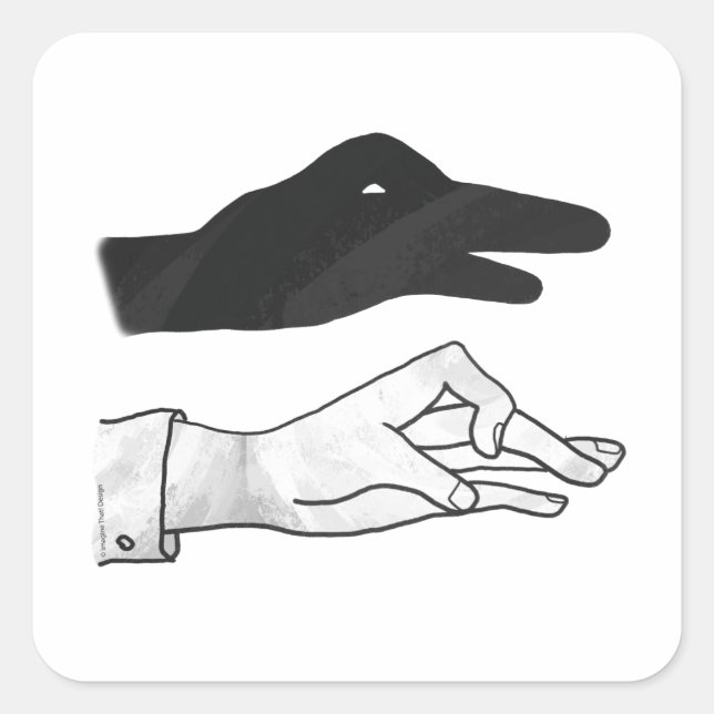 Hand Silhouette Duck Square Sticker (Front)