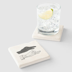 Hand Silhouette Duck Stone Coaster