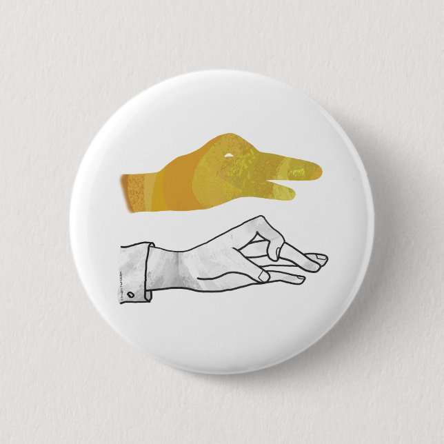 Hand Silhouette Duck Yellow 6 Cm Round Badge (Front)