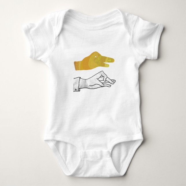 Hand Silhouette Duck Yellow Baby Bodysuit (Front)