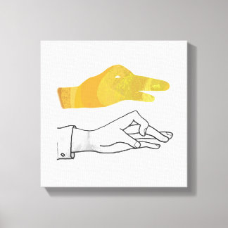 Hand Silhouette Duck Yellow Canvas Print