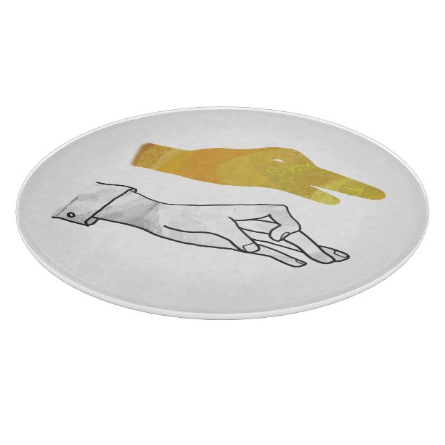 Hand Silhouette Duck Yellow Cutting Board (Corner)