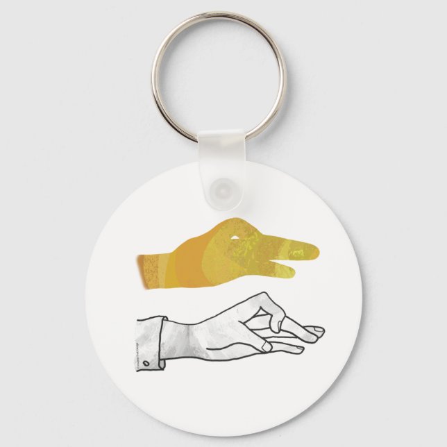 Hand Silhouette Duck Yellow Key Ring (Front)