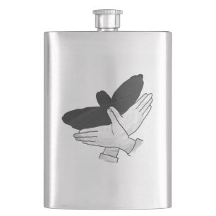 Hand Silhouette Eagle Hip Flask