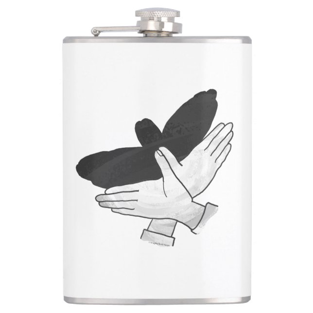 Hand Silhouette Eagle Hip Flask (Front)