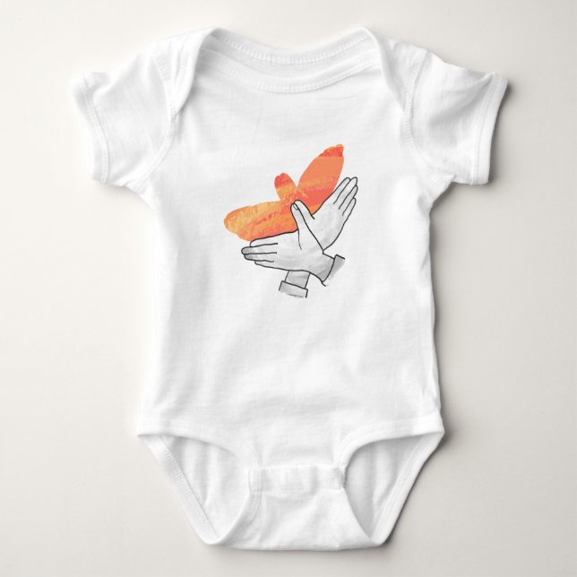 Hand Silhouette Eagle Orange Baby Bodysuit (Front)