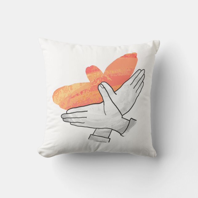 Hand Silhouette Eagle Orange Cushion (Front)