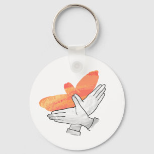 Hand Silhouette Eagle Orange Key Ring
