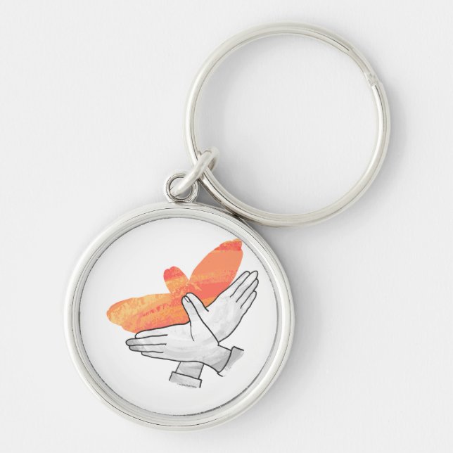 Hand Silhouette Eagle Orange Key Ring (Front)