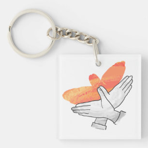 Hand Silhouette Eagle Orange Key Ring