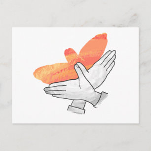 Hand Silhouette Eagle Orange Postcard