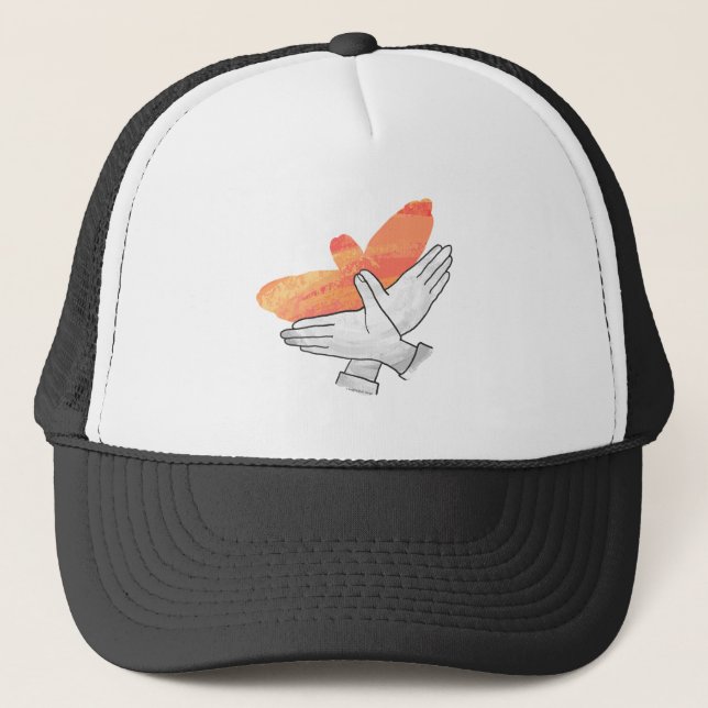 Hand Silhouette Eagle Orange Trucker Hat (Front)