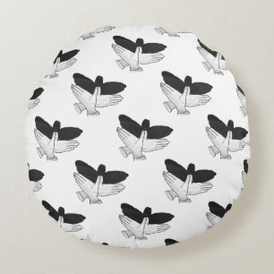 Hand Silhouette Eagle Round Cushion