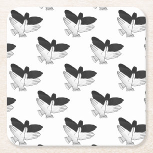 Hand Silhouette Eagle Square Paper Coaster