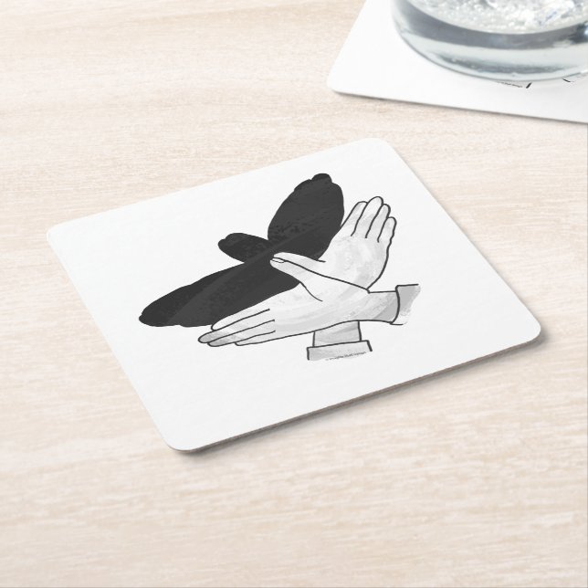Hand Silhouette Eagle Square Paper Coaster (Angled)
