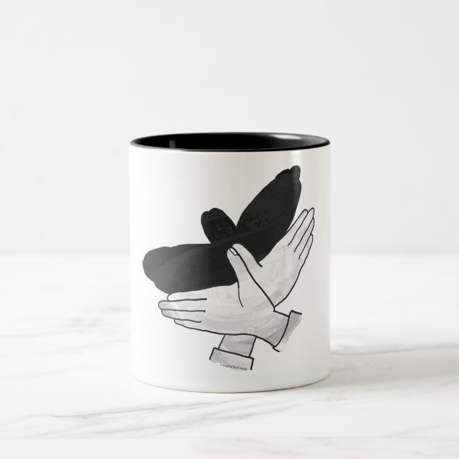 Hand Silhouette Eagle Two-Tone Coffee Mug (Center)