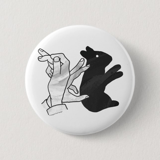 Hand Silhouette Rabbit 6 Cm Round Badge (Front)