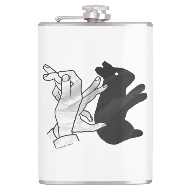 Hand Silhouette Rabbit Hip Flask (Front)