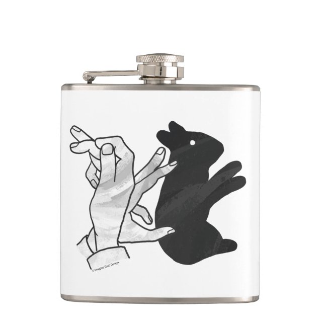 Hand Silhouette Rabbit Hip Flask (Front)