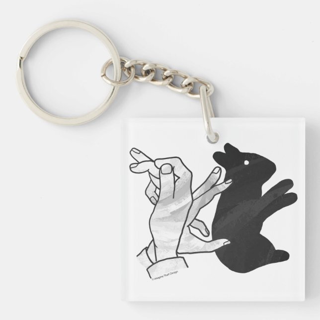 Hand Silhouette Rabbit Key Ring (Front)