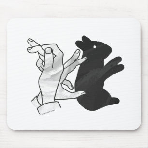 Hand Silhouette Rabbit Mouse Pad