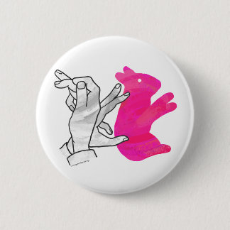 Hand Silhouette Rabbit Pink 6 Cm Round Badge