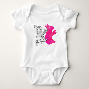 Hand Silhouette Rabbit Pink Baby Bodysuit