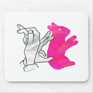 Hand Silhouette Rabbit Pink Mouse Pad