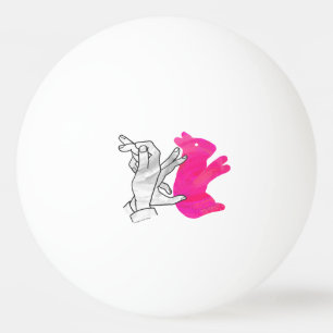Hand Silhouette Rabbit Pink Ping Pong Ball
