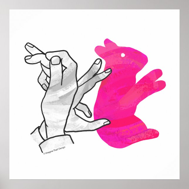 Hand Silhouette Rabbit Pink Poster (Front)