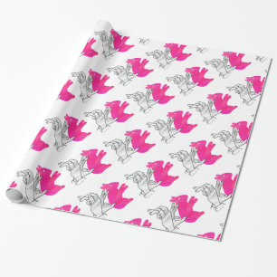 Hand Silhouette Rabbit Pink Wrapping Paper