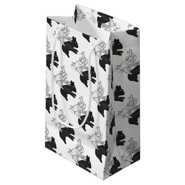 Hand Silhouette Rabbit Small Gift Bag (Front Angled)