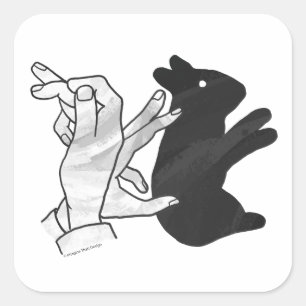 Hand Silhouette Rabbit Square Sticker
