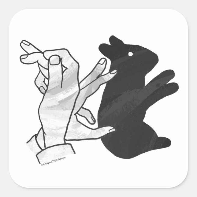 Hand Silhouette Rabbit Square Sticker (Front)