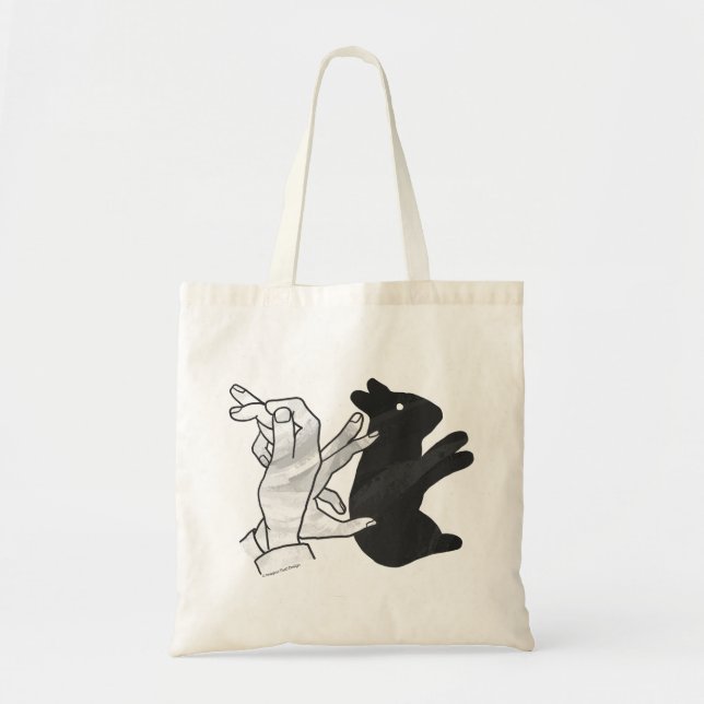 Hand Silhouette Rabbit Tote Bag (Front)