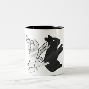 Hand Silhouette Rabbit Two-Tone Coffee Mug