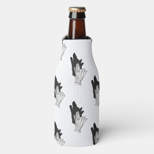 Hand Silhouette Wolf Bottle Cooler (Bottle Front)