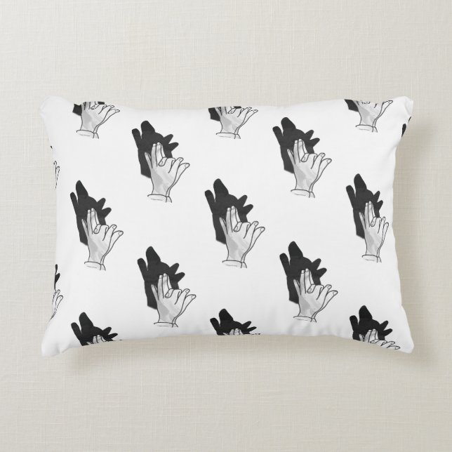 Hand Silhouette Wolf Decorative Cushion (Front)