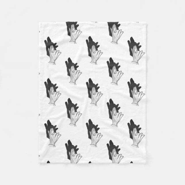 Hand Silhouette Wolf Fleece Blanket (Front)