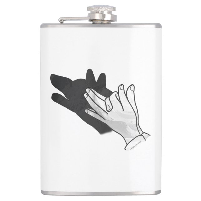 Hand Silhouette Wolf Hip Flask (Front)