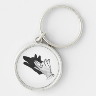 Hand Silhouette Wolf Key Ring