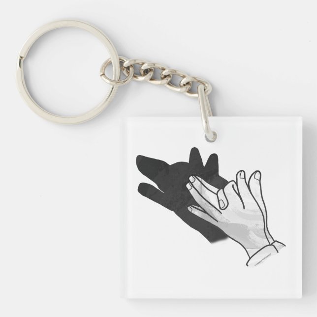 Hand Silhouette Wolf Key Ring (Front)