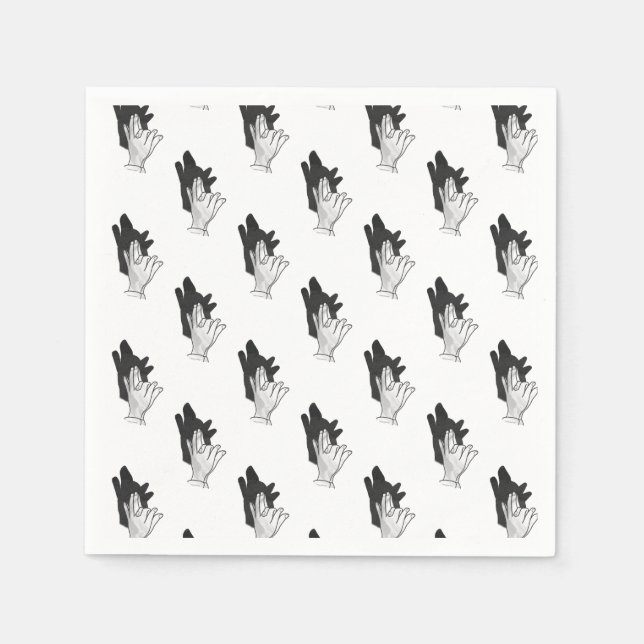 Hand Silhouette Wolf Napkin (Front)