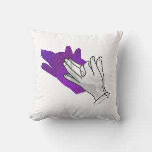 Hand Silhouette Wolf Purple Cushion