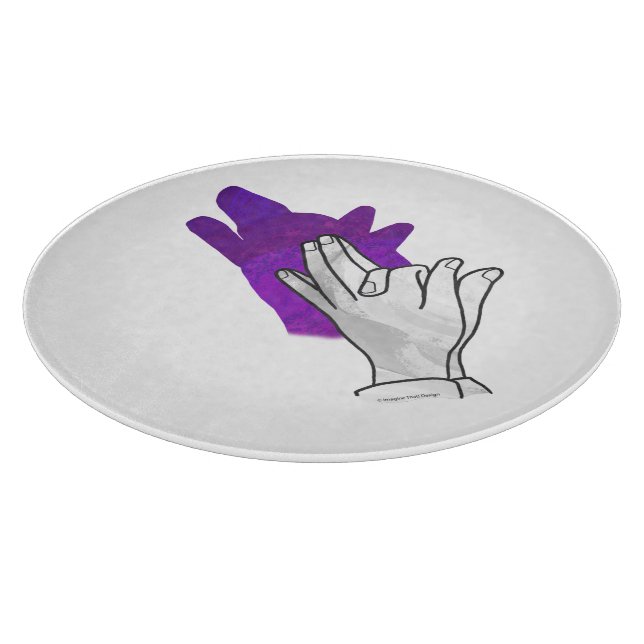 Hand Silhouette Wolf Purple Cutting Board (Corner)
