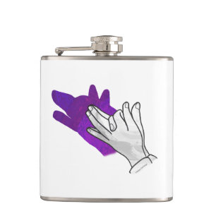 Hand Silhouette Wolf Purple Hip Flask