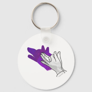 Hand Silhouette Wolf Purple Key Ring