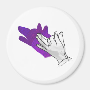 Hand Silhouette Wolf Purple Magnet