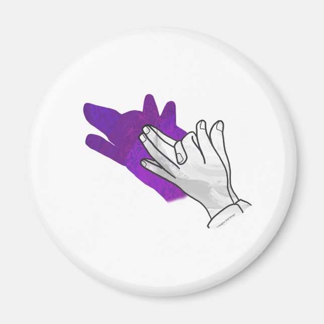 Hand Silhouette Wolf Purple Magnet (Front)
