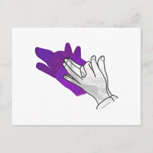 Hand Silhouette Wolf Purple Postcard